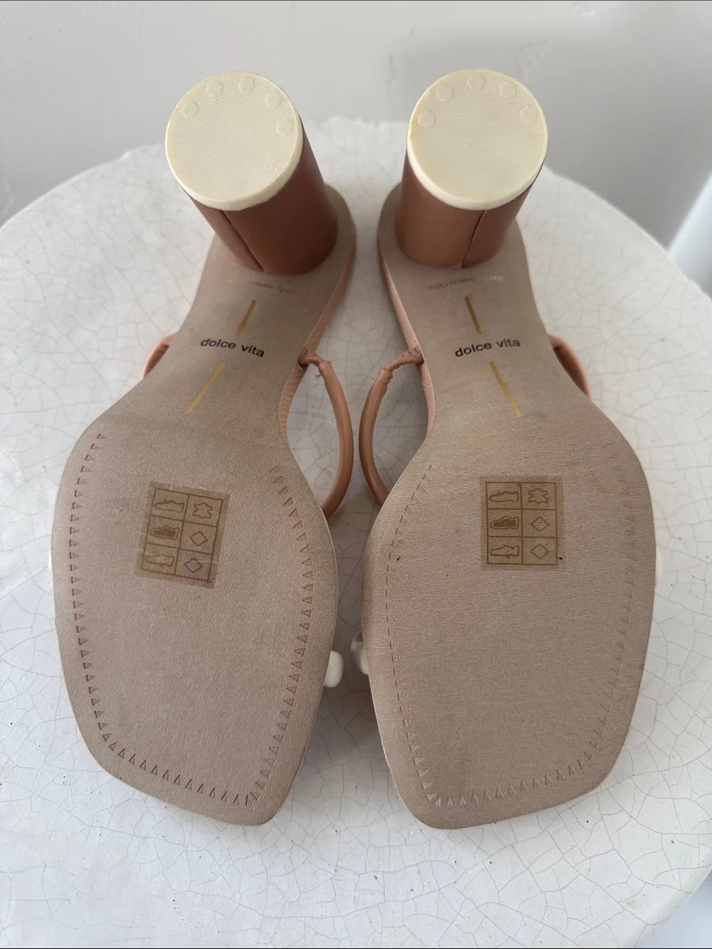 Dolce Vita NOLES Sand and Cream Double-Strap Rounded Block Heel Sandals